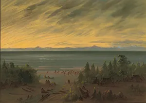Pacific Coast Prints: Nayas Village at Sunset, 1855 / 1869. Creator: George Catlin