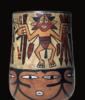 Peru Prints: Nazca pottery vessel with two painted warriors, 2nd century