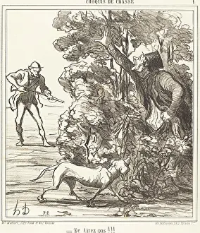 Dangerous Prints: Ne tirez pas!!!, 1865. Creator: Honore Daumier