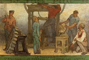 Tradesman Prints: Near or far all trades need to be touched by a reflection of art: Trades: Sketch for