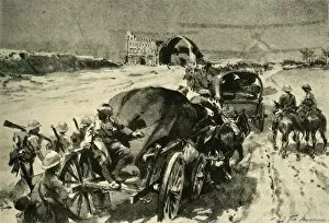 The Great World War Collection: Nearing Bagdad: British transport column passing the ruins of... Ctesiphon, (c1920)