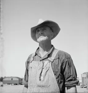 Workwear Prints: Nebraska farmer come to pick peas