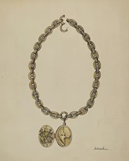 Locket Prints: Necklace and Locket, c. 1937. Creator: Molly Bodenstein