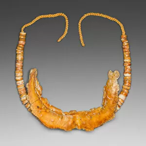 Beadwork Gallery: Necklace with a Pendant Depicting a Large Fish Eating a Smaller Fish, 200 B.C. / A.D. 200