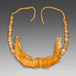 Jalisco Prints: Necklace with a Pendant Depicting a Large Fish Eating a Smaller Fish