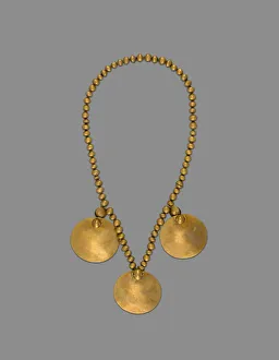 Pre Colombian Prints: Necklace with Three Round Pendant Disks, A. D. 1000 / 1400. Creator: Unknown