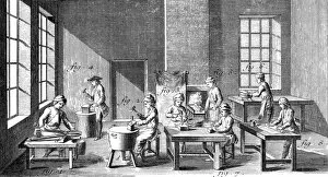 Needle making workshop, 1751-1780