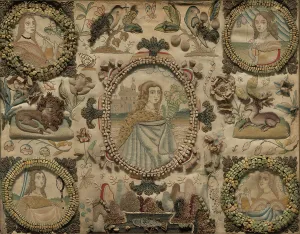 Taste Prints: Needlework (Depicting the Five Senses), England, 1601/25. Creator: Unknown