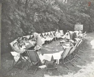 Deck Chair Prints: Needlework lesson, Montpelier House Open Air School, London, 1908