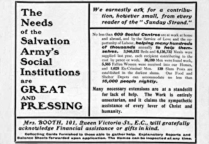 William Booth Prints: The Needs of the Salvation Armys Social Institutions are Great and Pressing, 1901