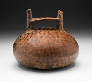 Paracas Collection: Negative-Painted Spotted Vessel with Bird-Head Spout, 650 / 150 B. C. Creator: Unknown