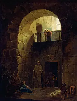 Courtyard Prints: Neglected Statue, 1790. Creator: Hubert Robert