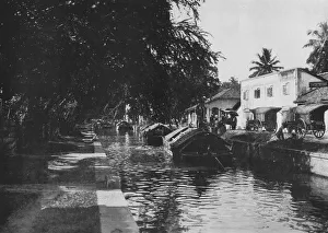 Towpath Prints: Negombo Canal, Showing Padda Boats, c1890, (1910). Artist: Alfred William Amandus Plate