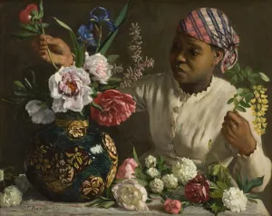 Musee Fabre Prints: The negress with peonies, 1870