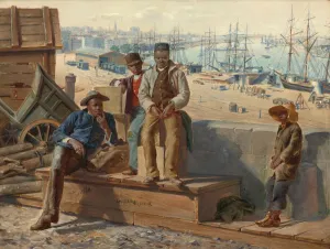 Goods Yard Prints: Negro Boys on the Quayside, c. 1865. Creator: David Norslup