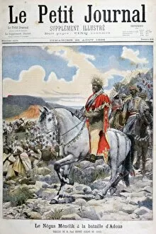 Escort Collection: Negus of Ethiopia, Menelik II, at the Battle of Adoua, 1898. Artist: F Meaulle