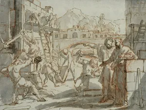 Construction Prints: Nehemiah rebuilds the walls of Jerusalem?. Creator: Jan Luyken