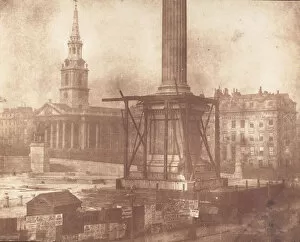 Under Construction Gallery: Nelsons Column under Construction, Trafalgar Square, first week of April 1844