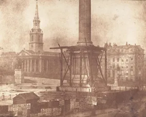 Under Construction Gallery: Nelsons Column under Construction, Trafalgar Square, first week of April 1844