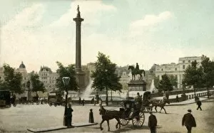 Nelsons Column and Trafalgar Square, London, 1906. Creator: Unknown