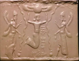 Zoroastrianism Prints: Neo-Assyrian cylinder-seal impression