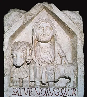 Saturn Prints: Detail of a Neo-Punic relief dedicated to the god Saturn showing a priest
