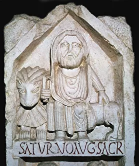 Stela Prints: Detail of a Neo-Punic relief showing a priest