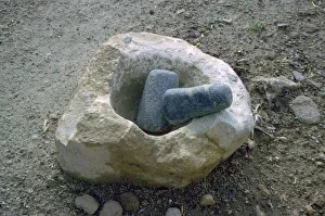 Pestle And Mortar Prints: Neolithic quern for grinding corn