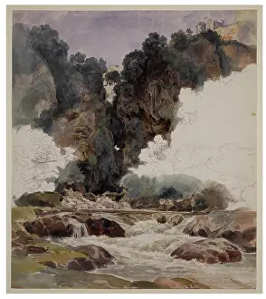 The Neptune Grotto close to Tivoli, 1826. Creator: Ernst Fries