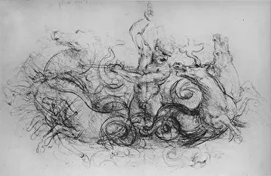 Sketchbook Prints: Neptune with Four Sea-Horses, c1480 (1945). Artist: Leonardo da Vinci