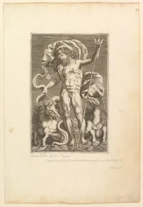 Neptune Between Two Sea Horses, ca. 1560-80. Creator: Unknown Neptune Between Two Sea Horses, ca. 1560-80. Creator: Unknown