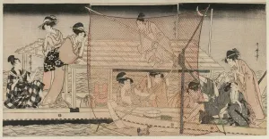 1753 1806 Prints: Net Fishing at Night on the Sumida River, c. 1800. Creator: Kitagawa Utamaro (Japanese