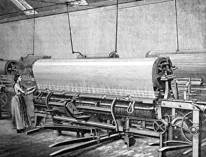 Textile Mill Prints: Net loom in the Stuarts factory, c1880