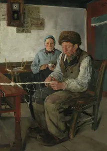 Fishing Net Prints: The Net Mender, probably 1880. Creator: Christian Krohg