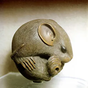 Netsuke carved in the form of a rat, one of the 12 animals of the Japanese zodiac