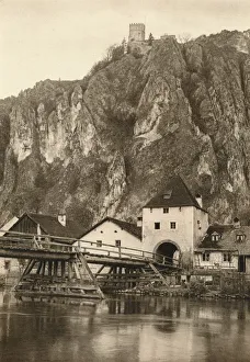 Tributary Prints: Neu-Essing with Randeck ruin in the Altmuhl Valley, 1931. Artist: Kurt Hielscher