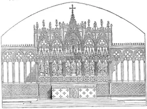Scott Gilbert Prints: New Alabaster Screen, in Ely Cathedral, 1854. Creator: Unknown