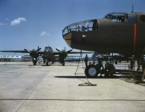 North American Aviation Gallery: New B-25 bombers lined up for final inspection... North American Aviation, Inc. Calif. 1942