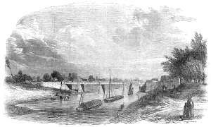Cargo Boat Prints: New Bridge over the Severn, at Upton, 1854. Creator: Unknown