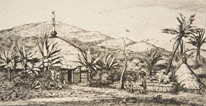 Charles Meryon Gallery: New Caledonia: Large native hut on the road from Balade to Puebo, 1845, 1863