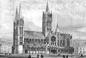 John Loughborough Pearson Prints: The new Cathedral of Truro: (copyright drawing of the architect's design)