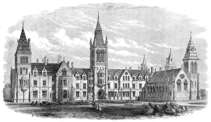 Victorian Gothic Prints: New Charterhouse School buildings at Godalming, 1872. Creator: Unknown