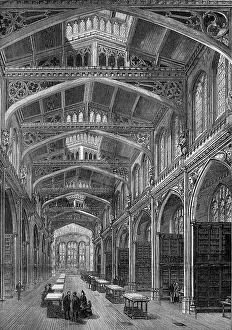 Bookshelves Prints: The new City Library, Guildhall, 1872. Creator: Unknown