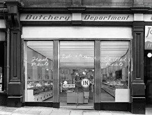 New Co-op central butchers department, Barnsley, South Yorkshire, 1957. Artist