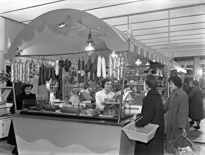 Sausage Gallery: New Co-op central butchers department, Barnsley, South Yorkshire, 1957. Artist