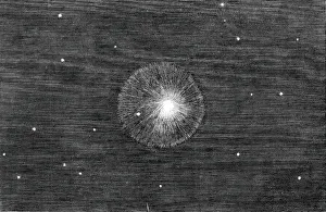Night Sky Prints: The New Comet, drawn at the Royal Observatory, Greenwich, 1844. Creator: Unknown