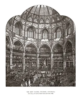 Sir Horace Prints: The New Council Chamber Guildhall, 1884, (1886). Artist: Horace Jones