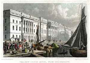 The new Custom House, from Billingsgate, City of London, c1830. Artist: William Tombleson