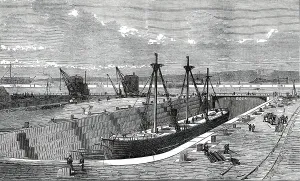 Graving Dock Prints: New Docks and Basin, Portsmouth, 1876. Creator: Unknown