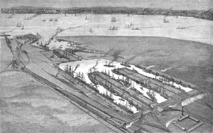 East End Prints: The new East and West India Docks at Tilbury, opened last week, 1886. Creator: Unknown